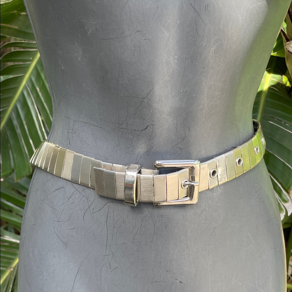 stainless steel silver metal belt